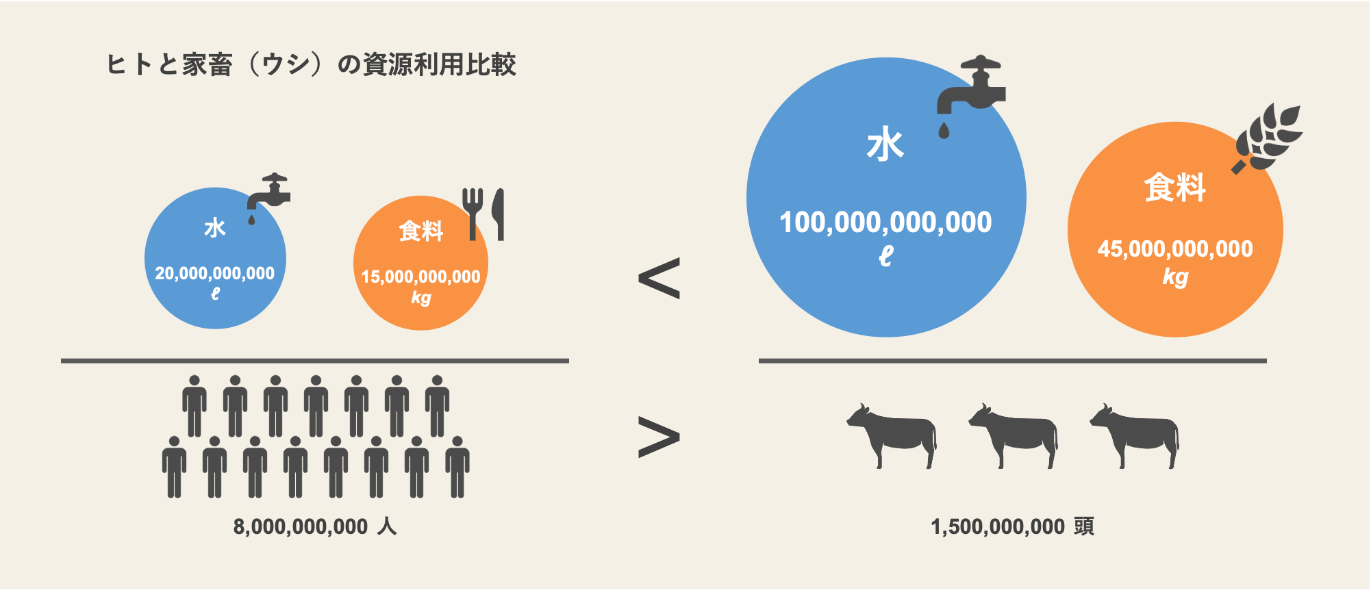 ヒトと家畜（ウシ）の資源利用比較
