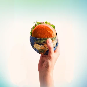 ハンバーガーを持つ手