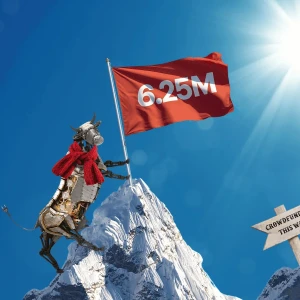 山に登る機械の牛