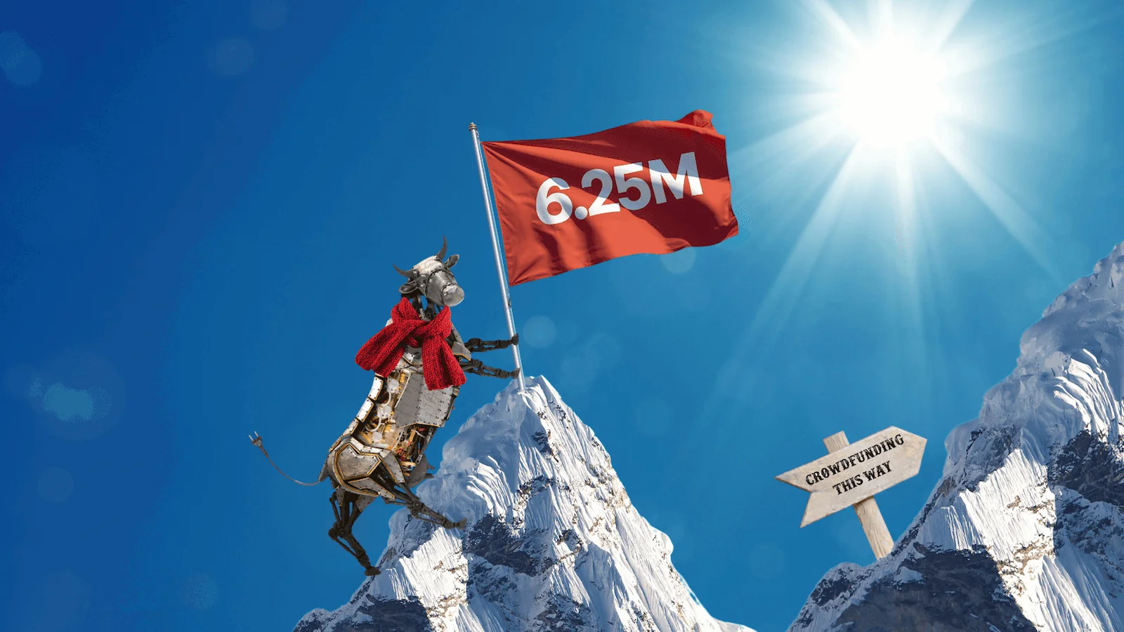 山に登る機械の牛