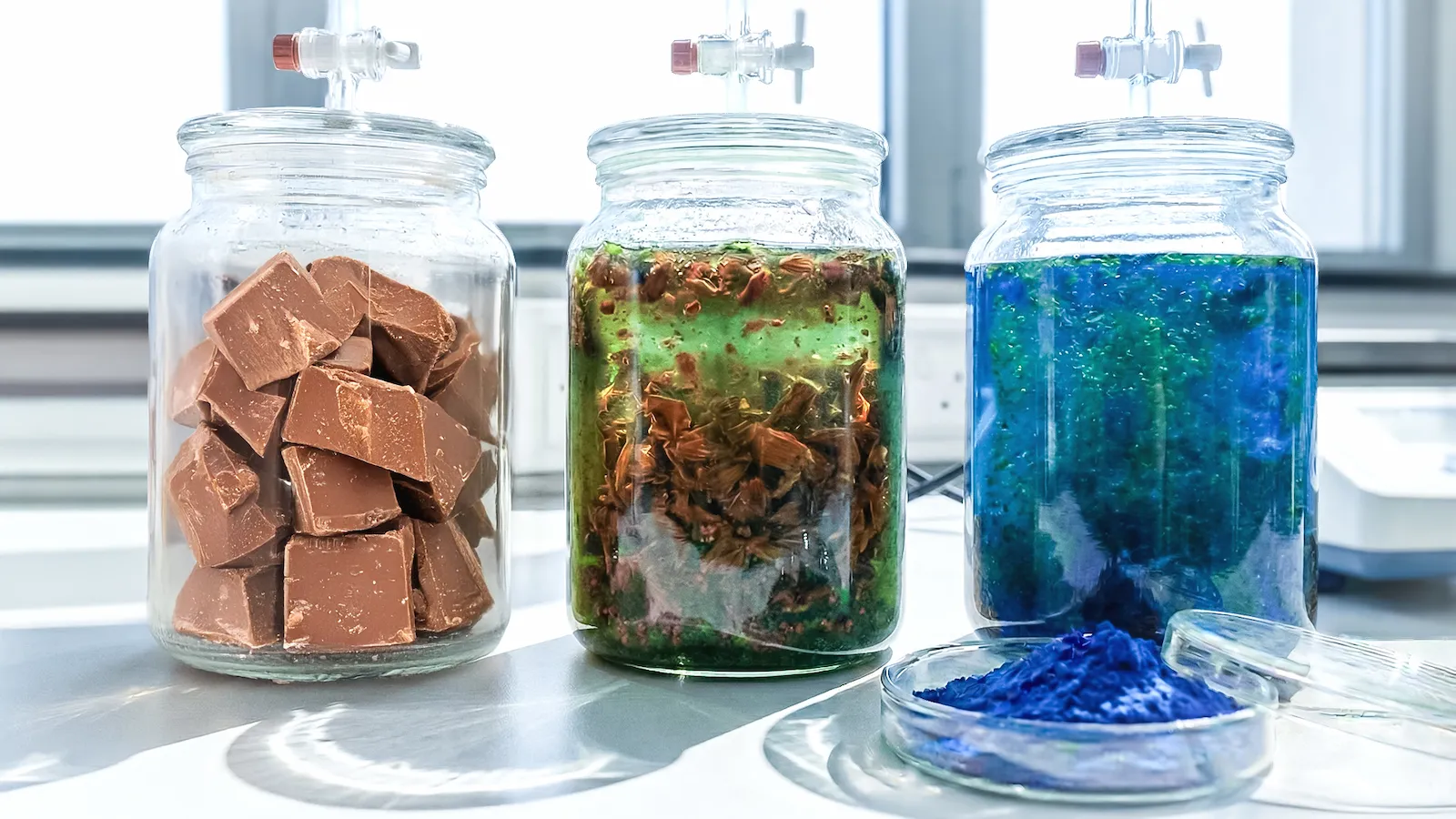 チョコレートと青色色素