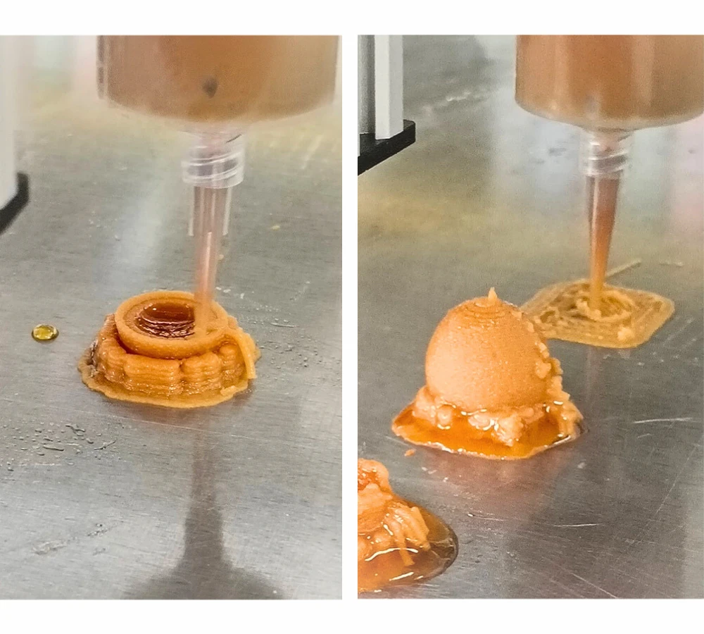3Dプリンターで射出するところ