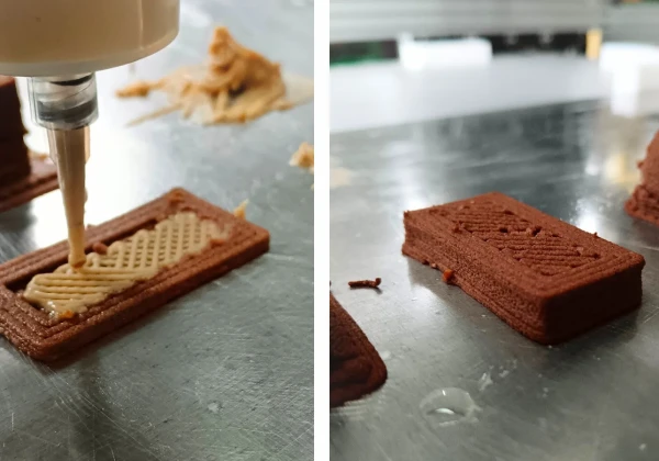 3Dプリンターで射出するところ